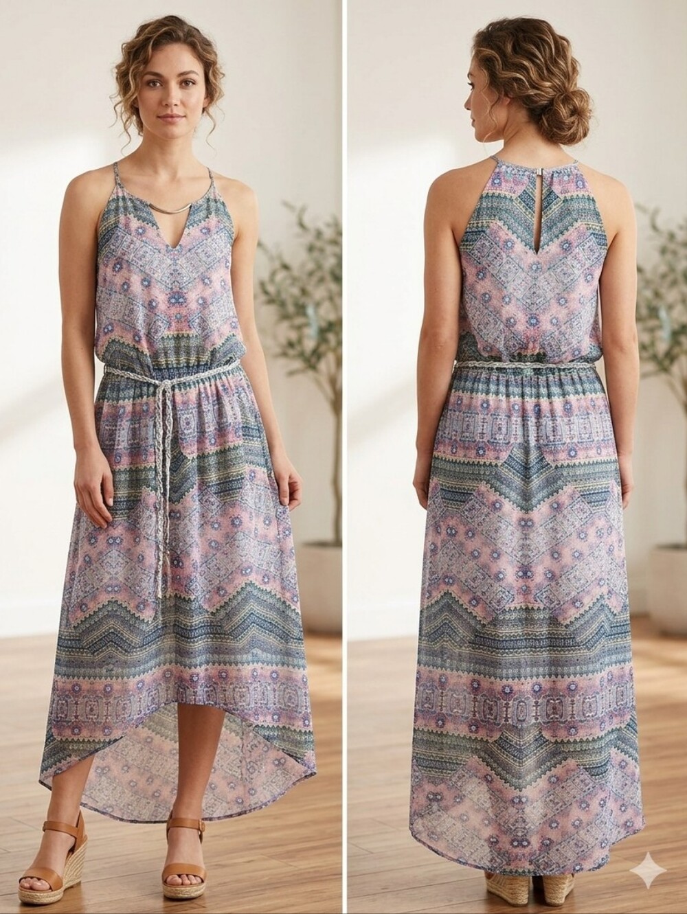 CITY CHIC‎ WOMEN'S AZTEC PRINT HIGH- LOW MAXI DRESS SIZE LARGE